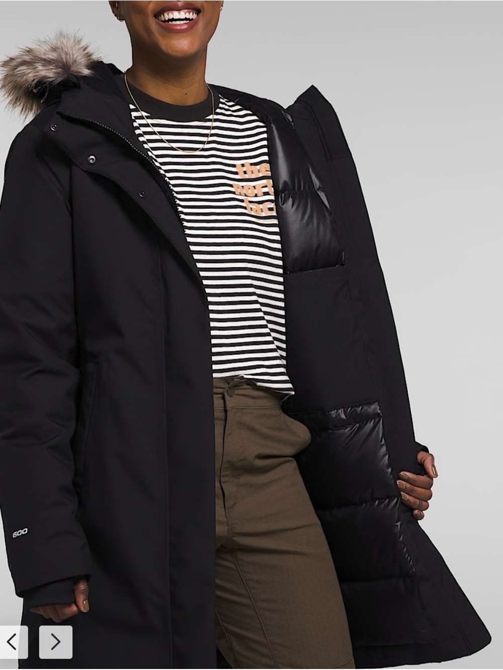 The North Face Women’s Arctic Parka - Black with Faux-Fur Hood Trim - Picture 3 of 10